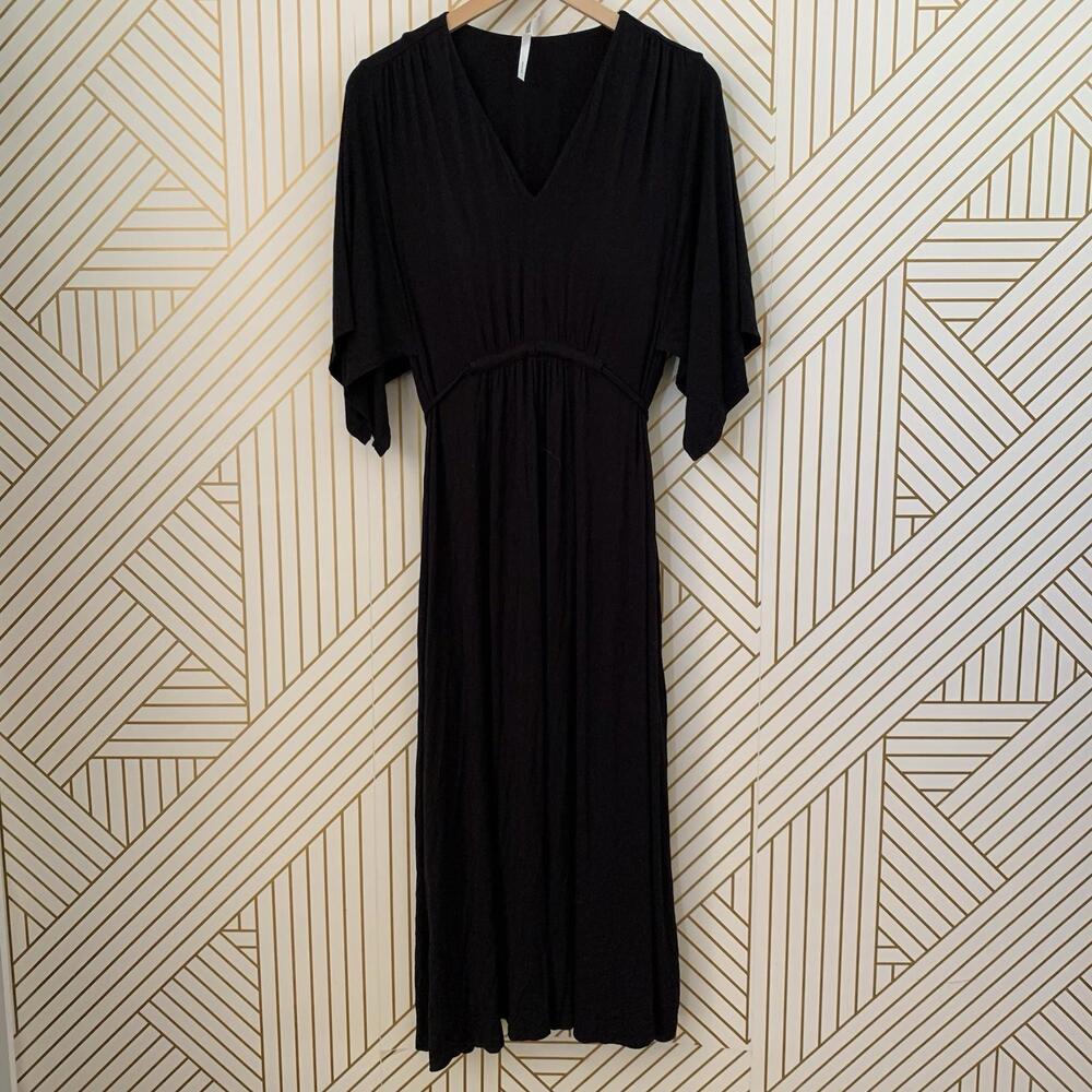 Soma Jersey house dress flutter sleeves  v neck adjustable waist built in Bra L